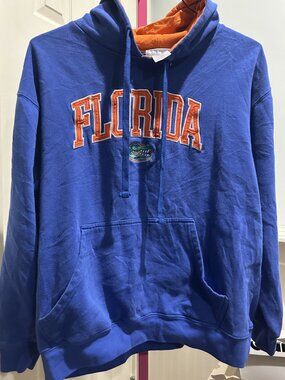 Section 101 Florida Gators Blue Orange Applique Pullover Hoodie M/L